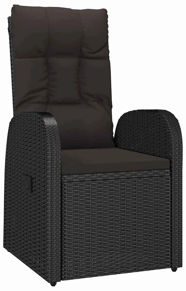 vidaXL Σέτ φαγητού για κήπο με μαξιλάρι 7 pcs Μαύρο συνθετικό ρατάν