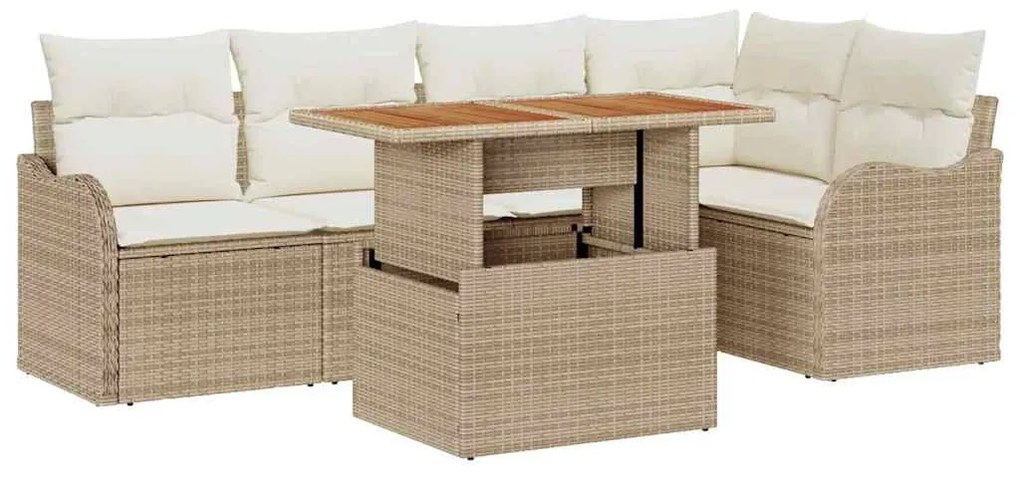 vidaXL Σετ Καναπέ Κήπου 6 pcs μπεζ και κρεμ 100 x 55 x 73 εκ