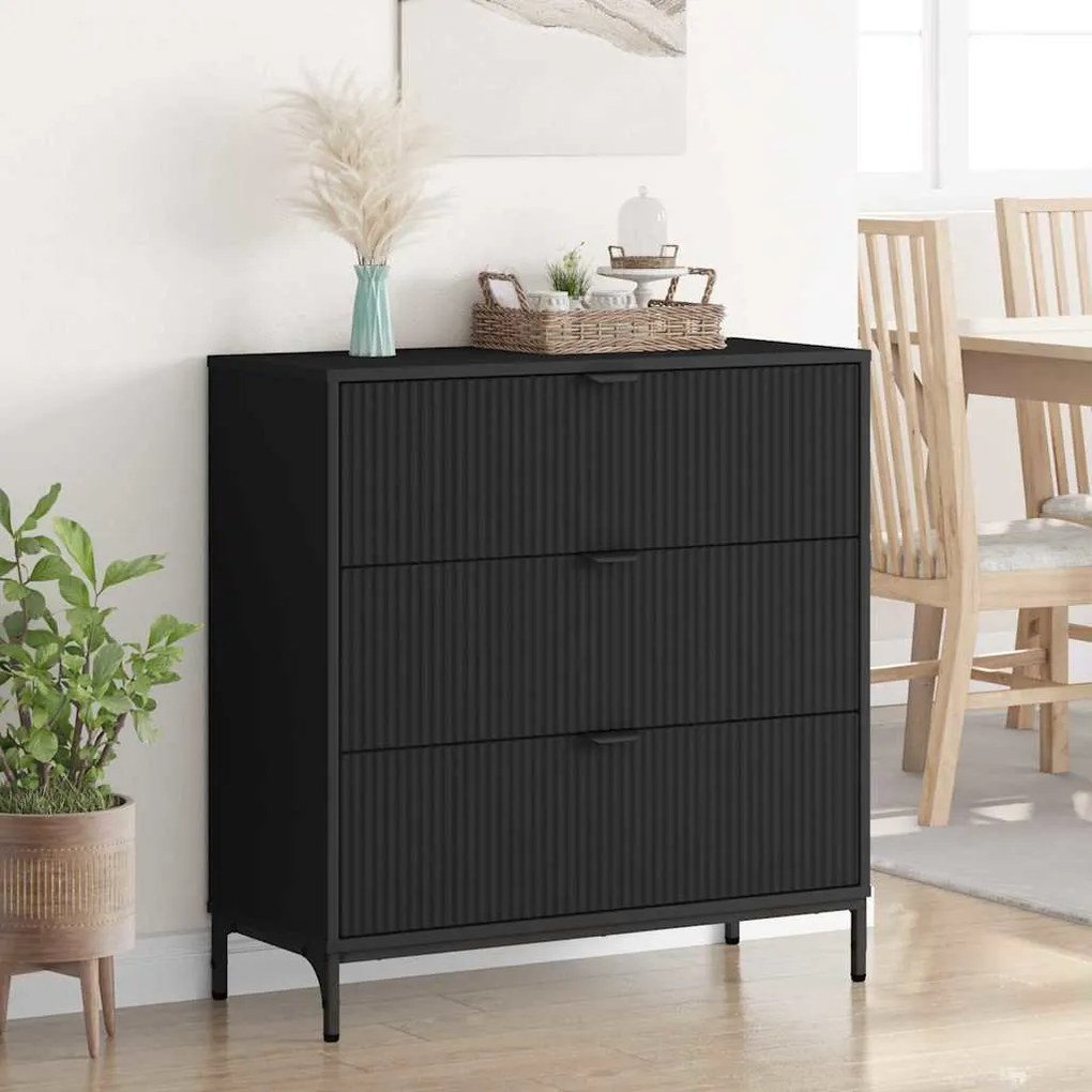 vidaXL Πλαϊνό γραφείο Μαύρο 79.5 x 33 x 82 εκ Επεξεργασμένο ξύλο