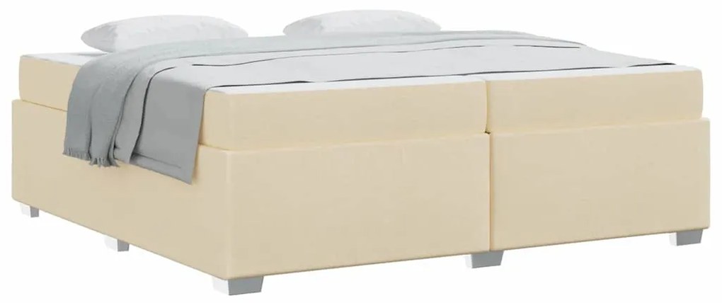 vidaXL Σκελετός Κρεβατιού με στρώμα Κρεμ 200 x 200 cm ύφασμα