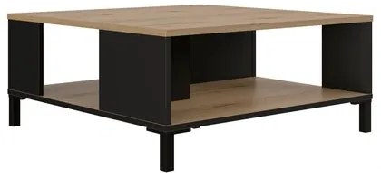Epiplo World  Trust Τραπεζάκι Σαλονιού 81x81x36εκ. Helvezia Oak / Black BEST-153587