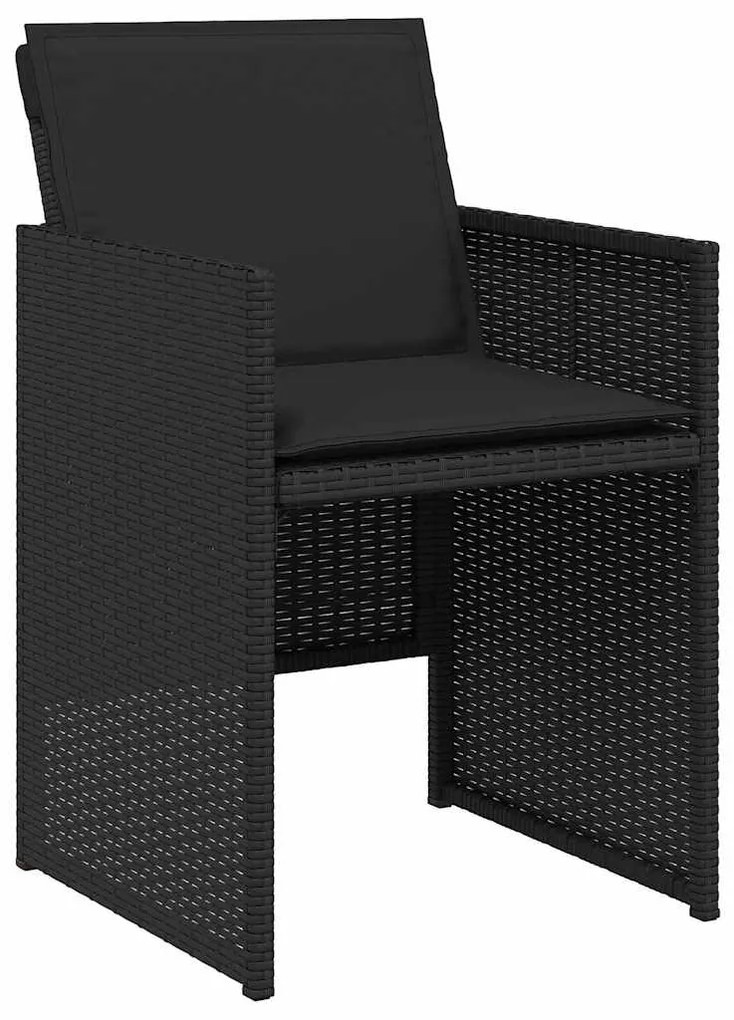 vidaXL Σέτ φαγητού για κήπο με μαξιλάρι 5 pcs Μαύρο Πολυ ράταν