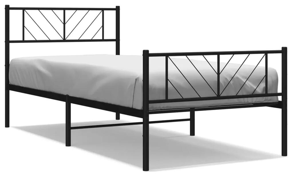 vidaXL Πλαίσιο Κρεβατιού με Κεφαλάρι&Ποδαρικό Μαύρο 75x190 εκ. Μέταλλο