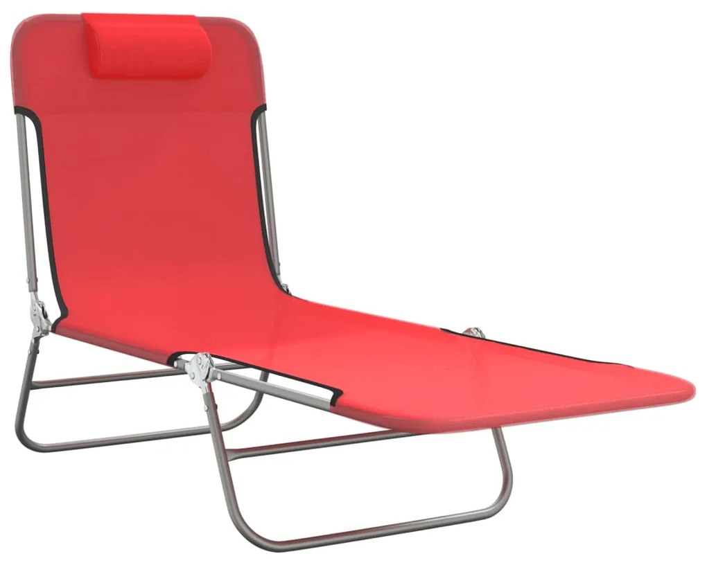 vidaXL Ξαπλώστρες Πτυσσόμενες 2 τεμ. Κόκκινες από Textilene &amp; Ατσάλι