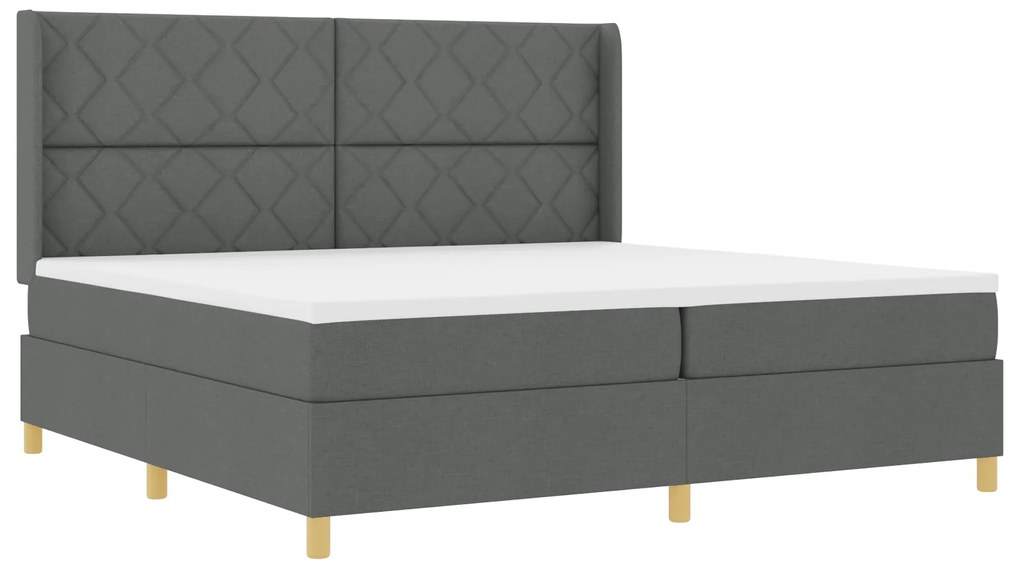 vidaXL κρεβάτι Box Spring με στρώμα και LED γκρι σκούρο 200x200 εκ ύφασμα