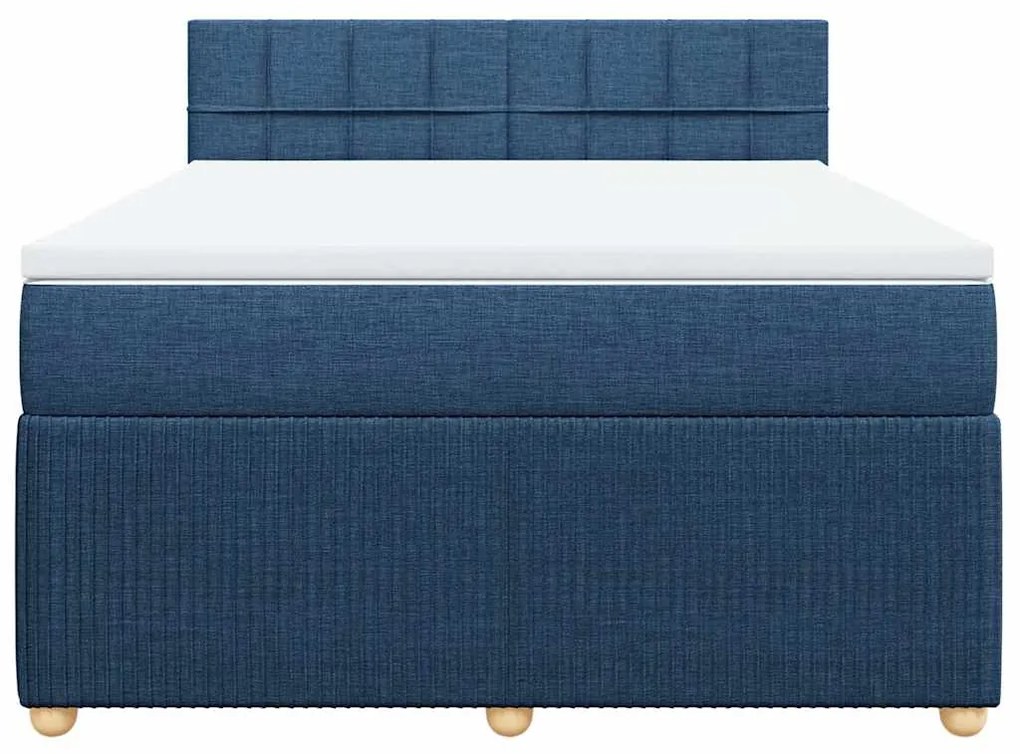 vidaXL Κρεβάτι Boxspring με Στρώμα Μπλε 140x190 εκ. Υφασμάτινο