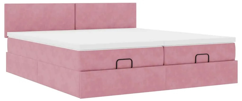vidaXL Οθωμανικό κρεβάτι με στρώματα ροζ 180x200cm Velvet