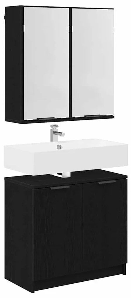 vidaXL Σετ Ντουλαπιών Μπάνιου 2 pcs Μαύρη Οξυά Επεξεργασμένο ξύλο