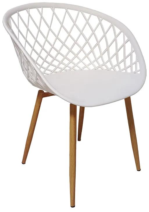 Καρέκλα Ezra I pakoworld PP λευκό-φυσικό πόδι Model: 127-000073