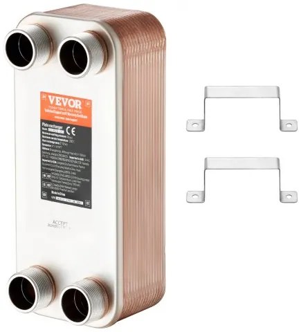 VEVOR 30 Plate Heat Exchanger 4*1-1/4&quot; MNPT Ports 5&quot;x 12&quot; Brazed 316L St. Steel