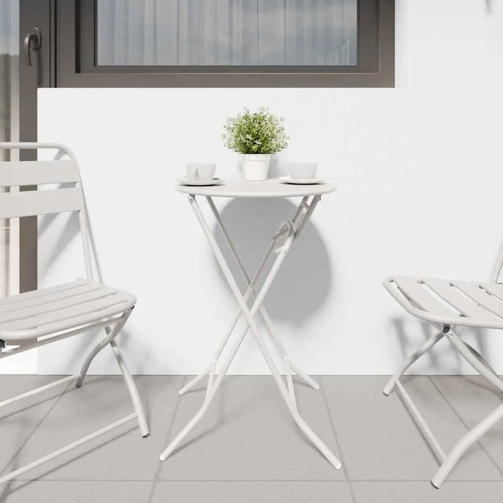 vidaXL Αναδιπλούμενο Τραπέζι Κήπου Λευκό Ø50 x 72 cm Χάλυβας