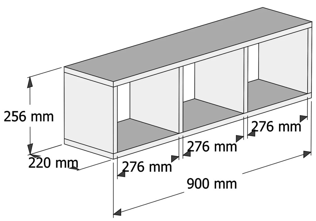 Ραφιέρα Τοίχου Μελαμίνης Γκρι &amp; Λευκό 90x22x25,6Υ Εκ.