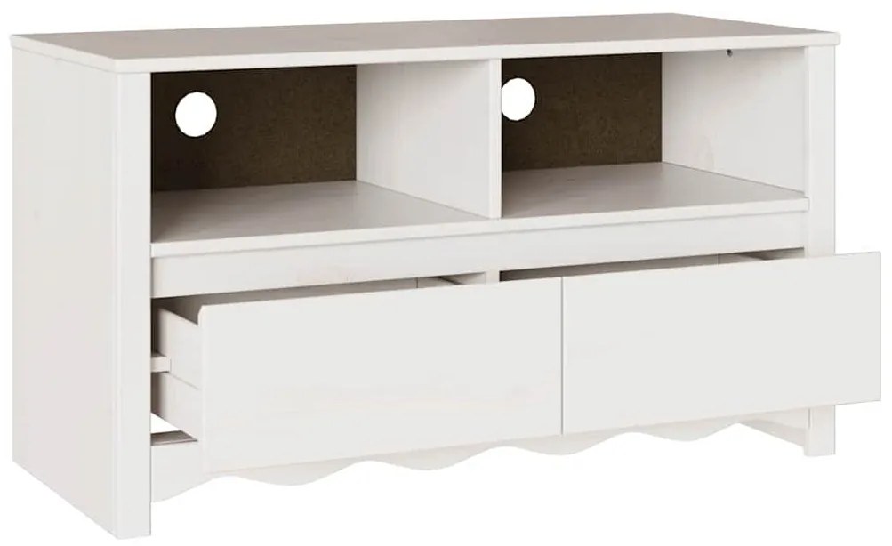 vidaXL Τηλεοπτική Βάση Λευκό 99 x 43 x 55 εκ. Μασίφ ξύλο πεύκου