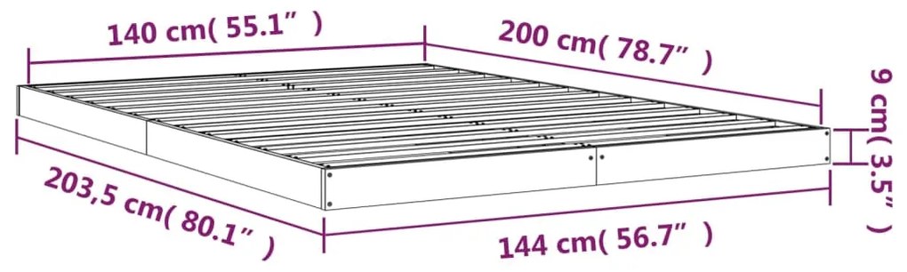 Σκελετός κρεβατιού Λευκό 140 x 200 εκ. από Μασίφ Ξύλο Πεύκου - Λευκό