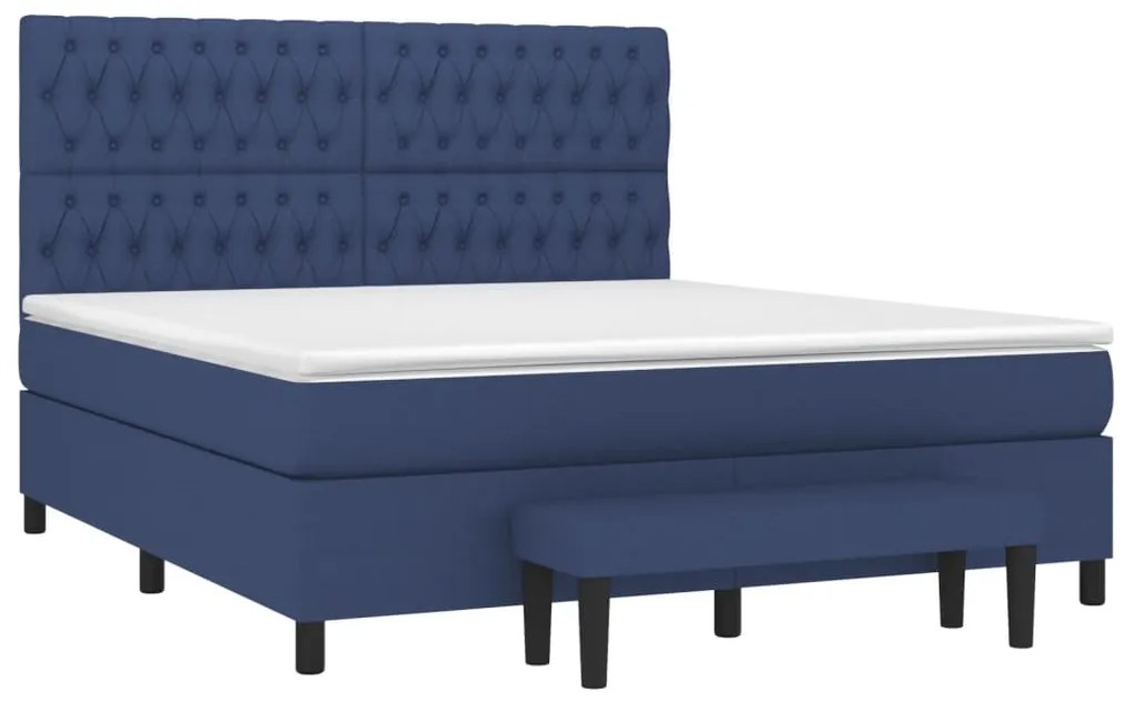 vidaXL Κρεβάτι Boxspring με Στρώμα Μπλε 180x200 εκ. Υφασμάτινο