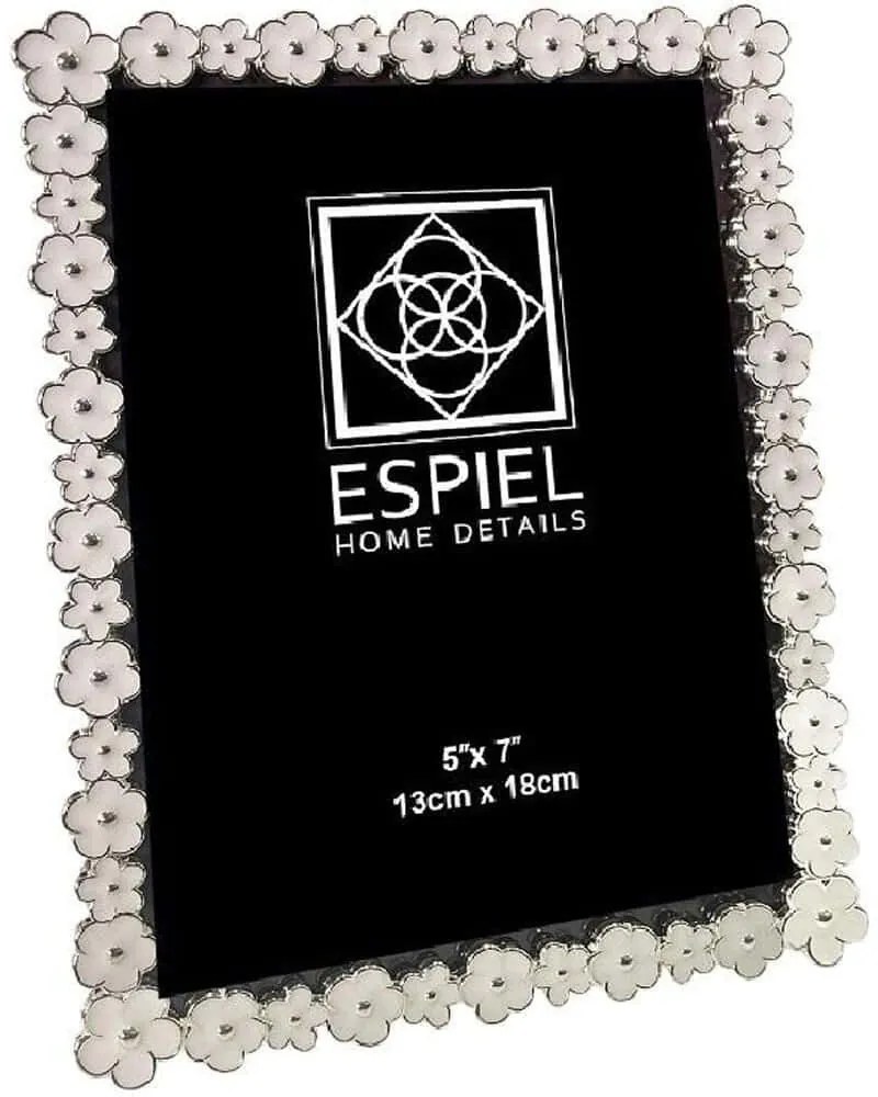 Κορνίζα FAM756 10x15cm Silver-White Espiel Μέταλλο,Αλουμίνιο