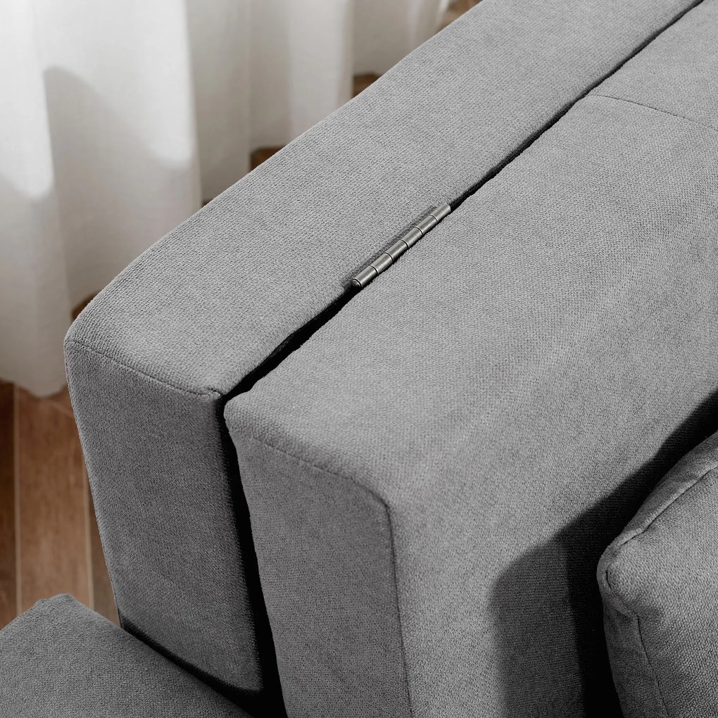 Καναπές-κρεβάτι, διθέσιος καναπές, έως 200 κιλά, με κρυφό αποθηκευτικό χώρο, Πολυβαμβάκι, Γκρι