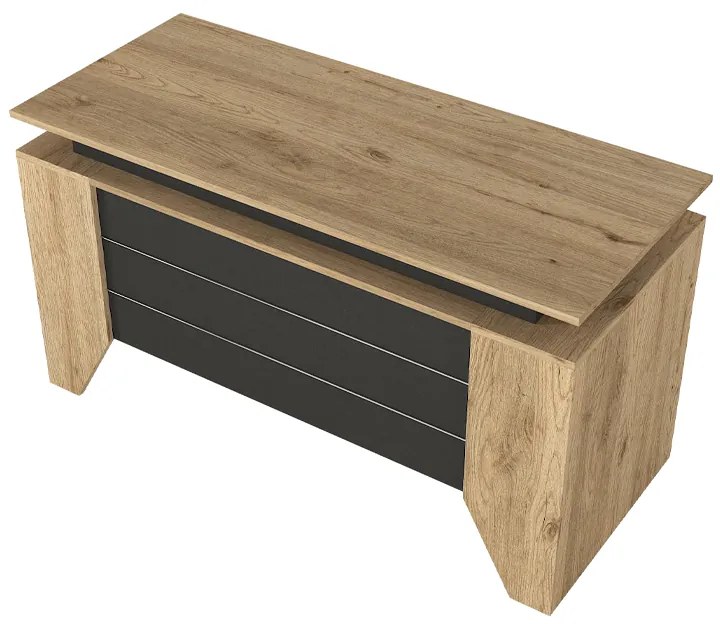 Γραφείο εργασίας Remida Megapap χρώμα sepet oak - ανθρακί 140x60x76,9εκ.