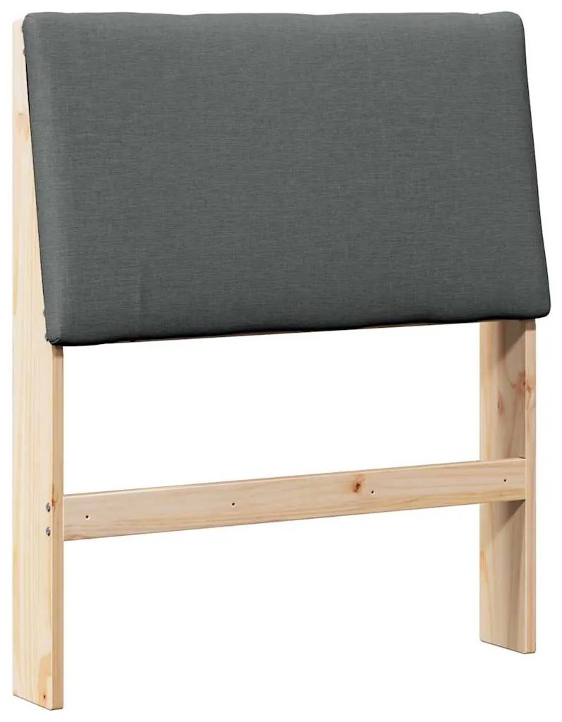 vidaXL Ταπετσαρισμένο κεφαλάρι Σκούρο Γκρι 80 cm Στερεά ξυλεία πεύκου