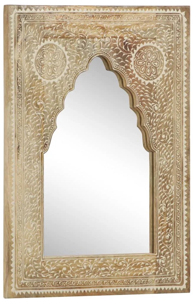 vidaXL Καθρέφτης με Χειροπ. Λεπτομέρειες 40 x 55 εκ. Μασίφ Ξύλο Μάνγκο