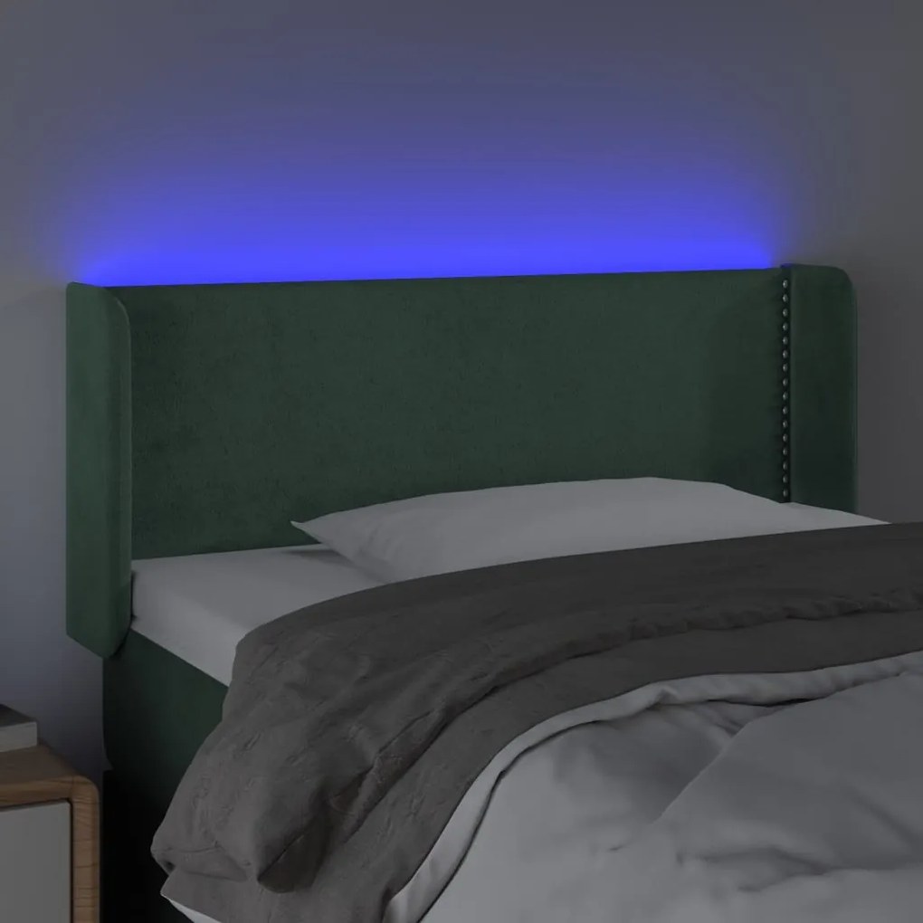 Κεφαλάρι Κρεβατιού LED Σκούρο Πράσινο 103x16x78/88εκ. Βελούδινο 3123141