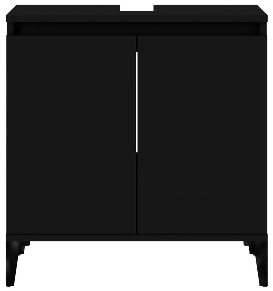 Ντουλάπι Νιπτήρα Μαύρο 58x33x60 εκ. Επεξεργασμένο Ξύλο - Μαύρο