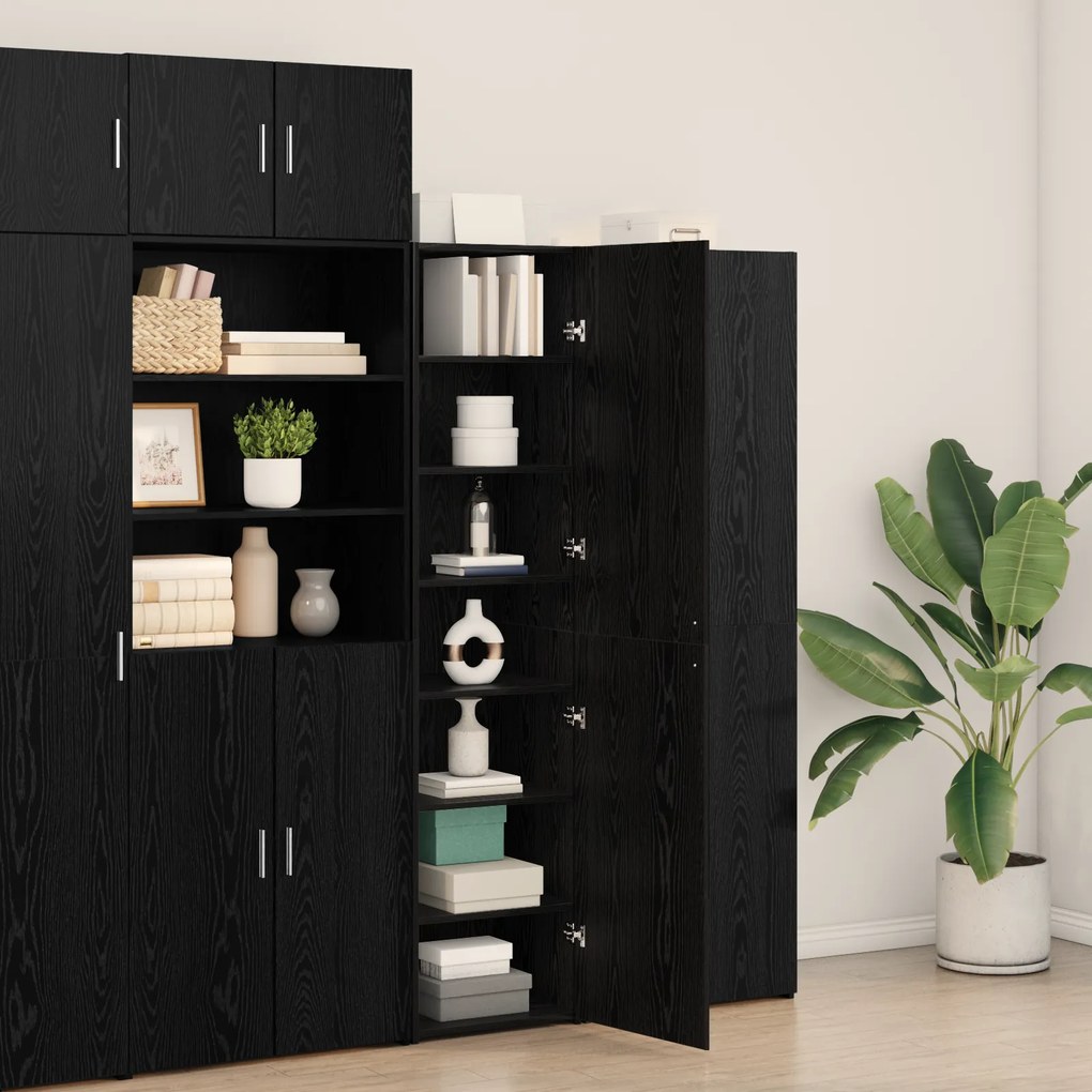 vidaXL Υψηλό Ντουλάπι Μαύρης Βελανιδιάς 45x42.5x185 εκ Επεξεργασμένο Ξύλο