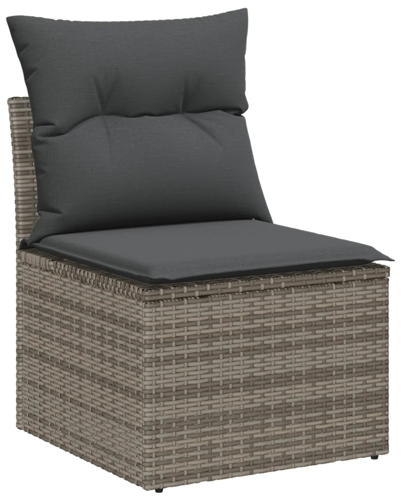 vidaXL 11 Piece Garden Sofa Set with Cushions Γκρι Πολυ Ρατάν Ακακία