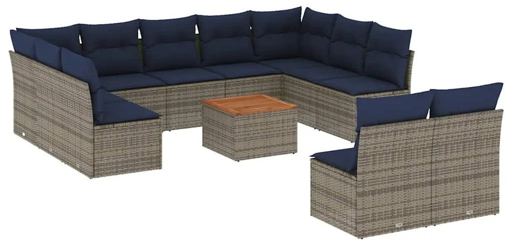 vidaXL Σαλόνι Κήπου 12 Τεμαχίων Γκρι από Συνθετικό Ρατάν με Μαξιλάρια