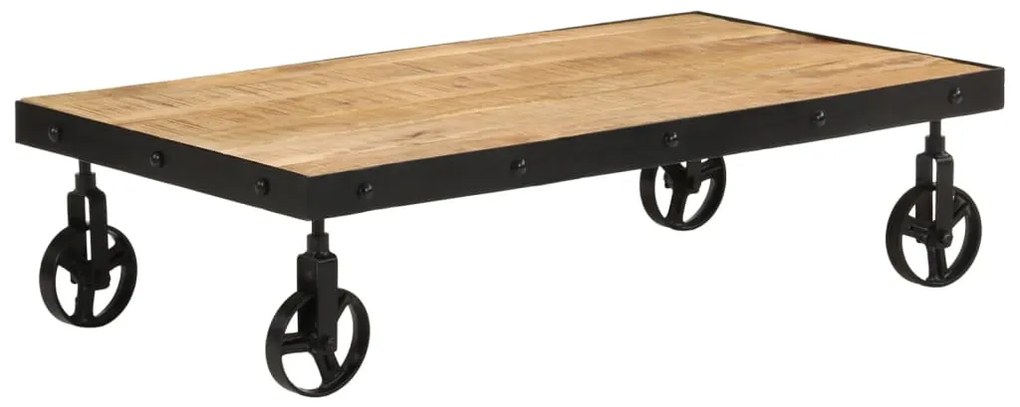 vidaXL Τραπεζάκι Σαλονιού με Ρόδες 100x55x26 εκ. από Μασίφ Ξύλο Μάνγκο