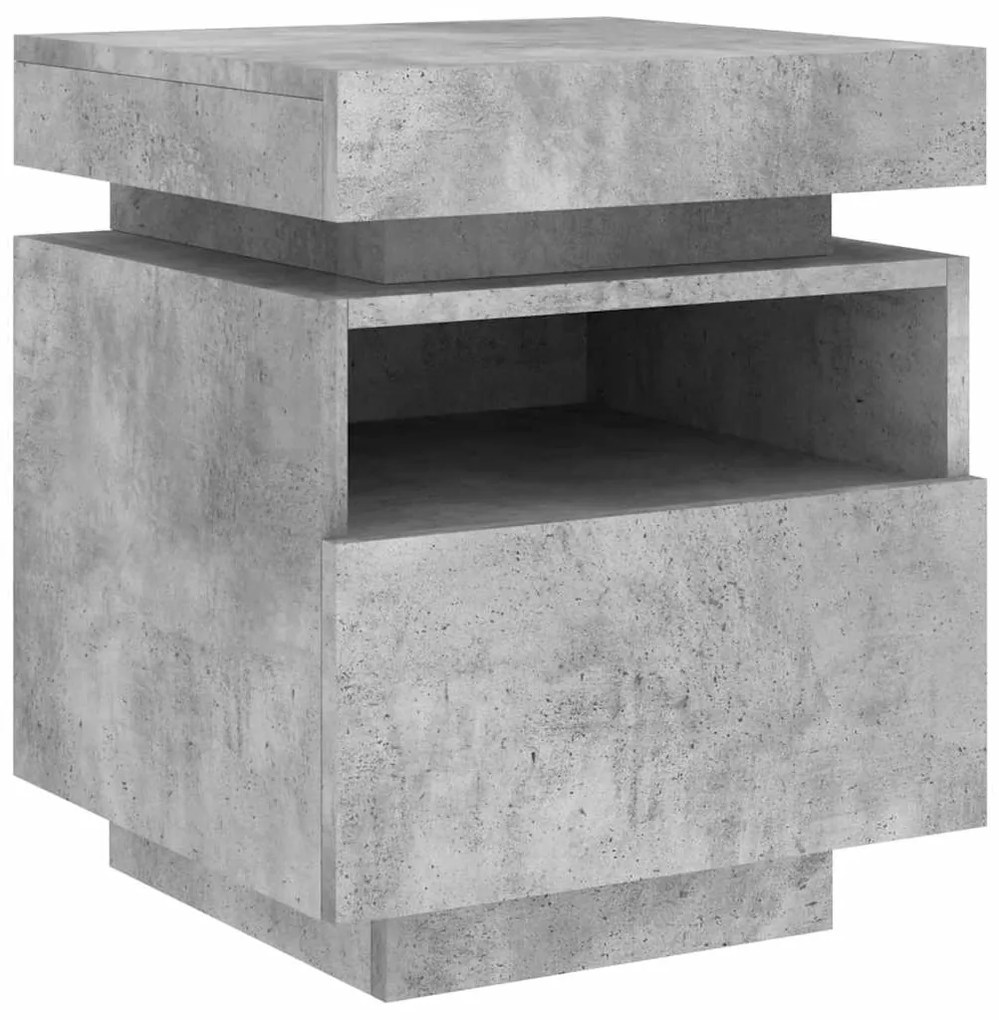 vidaXL Κομοδίνο με Φώτα LED Γκρι Σκυροδέματος 40 x 39 x 48,5 εκ.