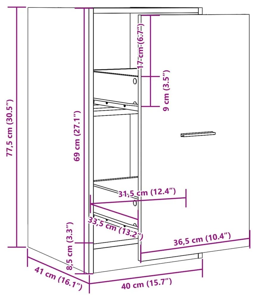 Συρταριέρα Γενικής Χρήσης Γκρι Σκυρ. 40x41x77,5 εκ. Επεξ. Ξύλο - Γκρι