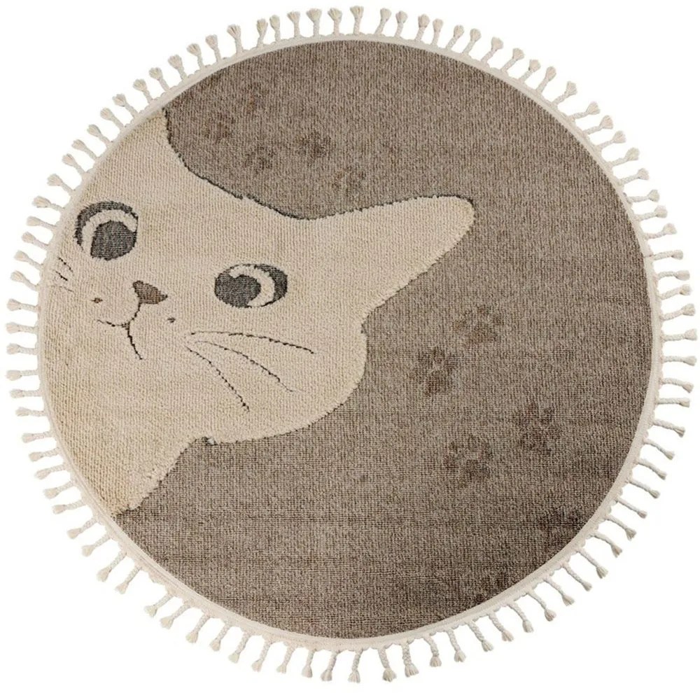 Χαλί Fano 396 Cats Brown-Grey Obsession 133X133cm Round