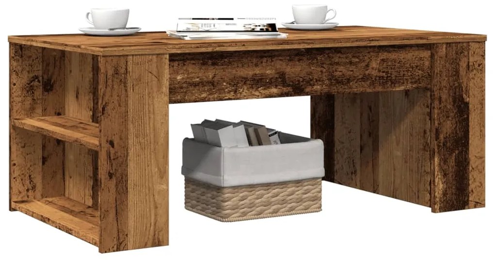 Τραπεζάκι Σαλονιού Όψη Παλαιού Ξύλου 102x55x42εκ. Επεξεργ. Ξύλο