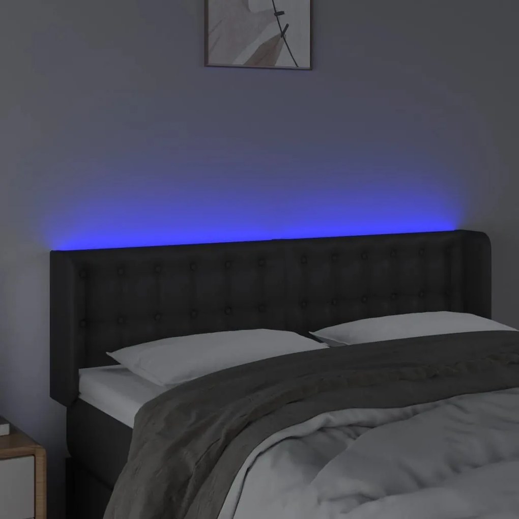 Κεφαλάρι Κρεβατιού LED Μαύρο 147x16x78/88 εκ. Συνθετ. Δέρμα - Μαύρο