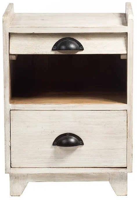 Artekko Breun Ξύλινο Μασίφ Κομοδίνο σε Λευκό Χρώμα (36x33x51)cm Artekko 995-0285