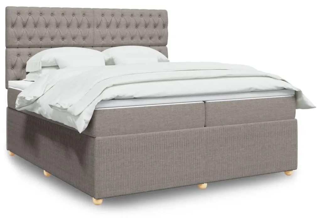 Κρεβάτι Boxspring με Στρώμα Taupe 200x200 εκ. Υφασμάτινο