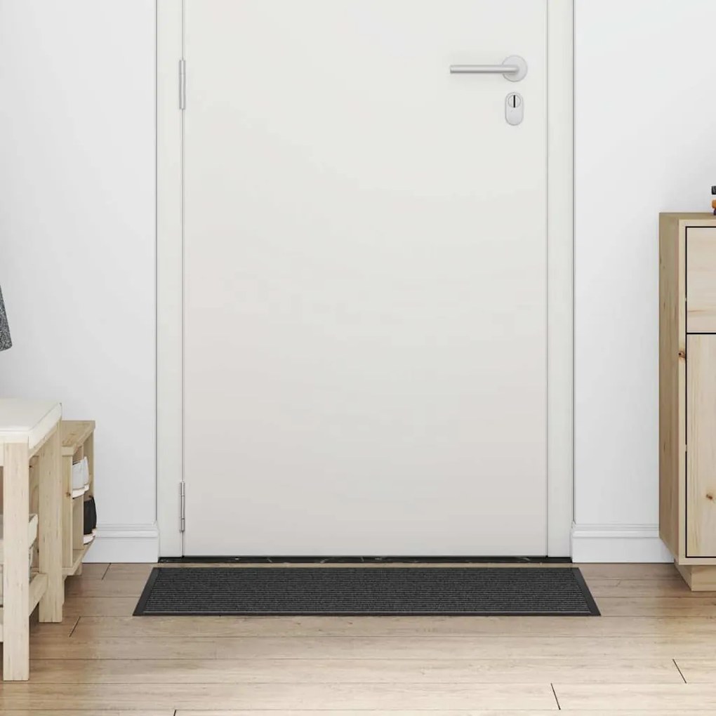 vidaXL Χαλάκι Εξώπορτας Μαύρο και Γκρι 60 x 90 cm Πολυπροπυλένιο, PVC