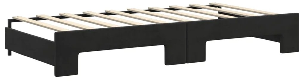 vidaXL Καναπές Κρεβάτι Συρόμενος Μαύρο 90x190 εκ. Βελούδινος Στρώματα