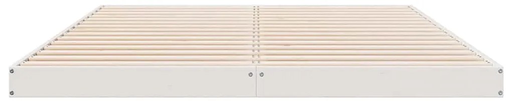 vidaXL Κρεβάτι δαπέδου Λευκό 160 x 210 cm Μασίφ ξύλο πεύκου