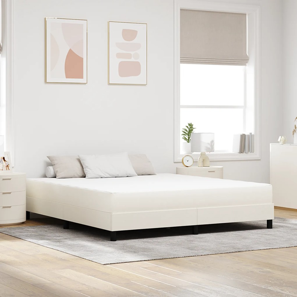 vidaXL Κρεβάτι με ελατήρια Pocket Κρέμ 180x200x20 εκ. Μεσαίας σκληρότητας Φabric