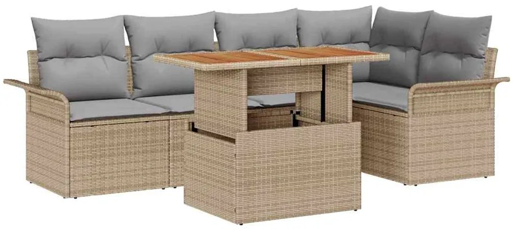 vidaXL Σετ Καναπέ Κήπου 6 pcs μπεζ και ανοιχτό γκρι 100 x 55 x 73 εκ