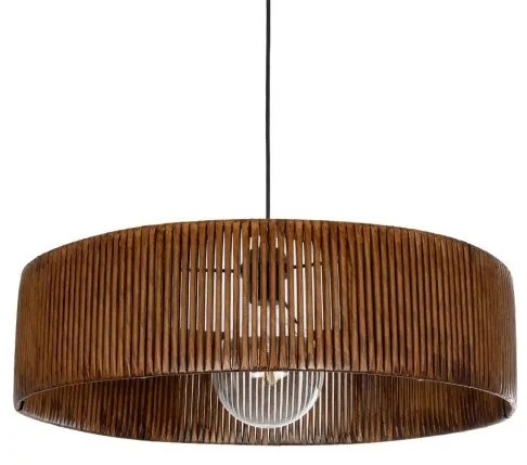 KYCLOS 203-0045 Boho Κρεμαστό Φωτιστικό Καπέλο Μονόφωτο 1 x E27 IP20 Καφέ Rattan-M55 x Π55 x Υ20cm Globostar 203-0045 Καφέ