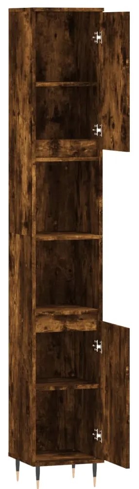 vidaXL Ντουλάπι Μπάνιου Καπνιστή Δρυς 30x30x190 εκ. Επεξεργασμένο Ξύλο