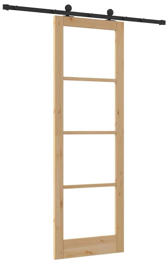 vidaXL Συρόμενη Πόρτα Χειροκίνητος Καφέ 78 x 232 cm Ξύλο και μέταλλο