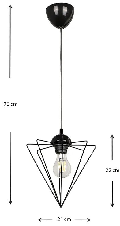 Φωτιστικό οροφής Stormie Megapap E27 μεταλλικό μονόφωτο χρώμα μαύρο 21x21x70εκ.