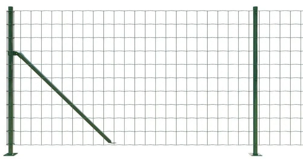 vidaXL Συρματόπλεγμα Περίφραξης Πράσινο 1 x 10 μ. με Βάσεις Φλάντζα