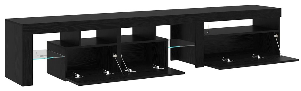 vidaXL Ντουλάπες Τηλεόρασης 2 τμχ με LED Φώτα Μαύρη Δρυς Επεξεργασμένο Ξύλο