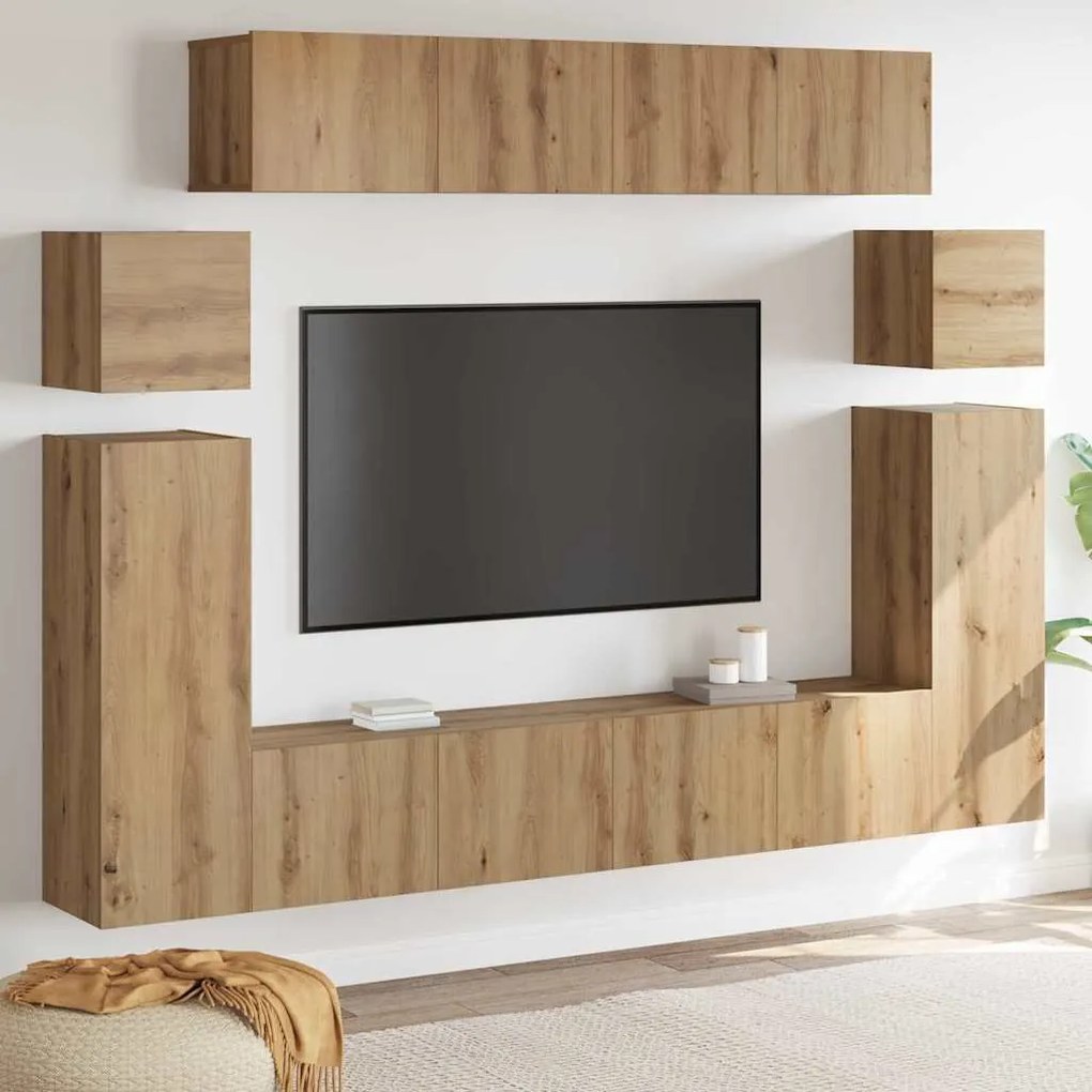 vidaXL Ντουλάπι TV 8 pcs Καφέ 30.5 x 30 x 90 cm Επεξεργασμένο ξύλο
