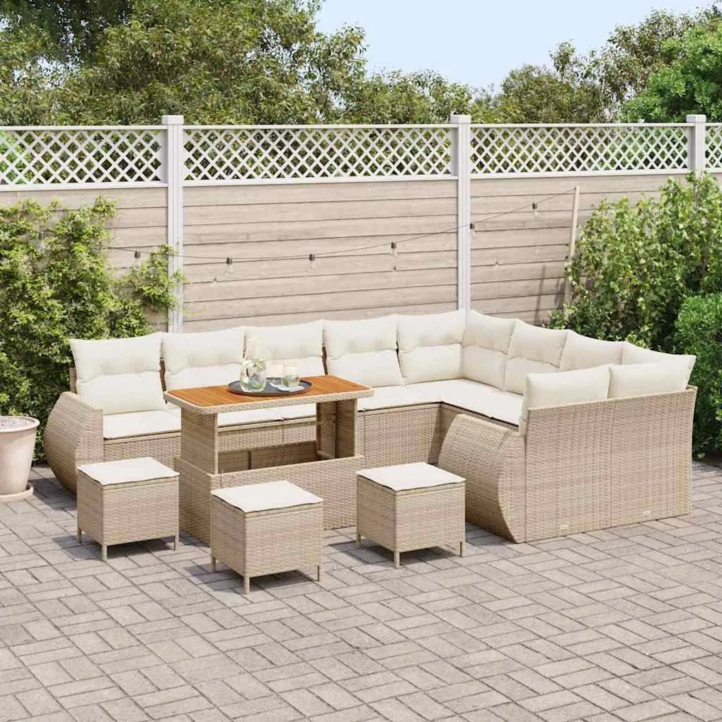 vidaXL Σετ Καναπέ Κήπου 13 pcs μπεζ και κρεμ 110 x 55 x 71 εκ